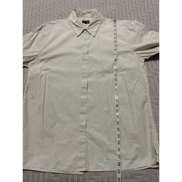 Versace cream damask stripe short sleeve button down size L - Picture 9 of 9